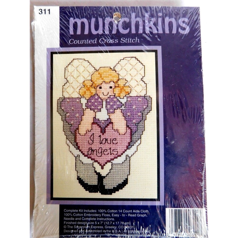 Munchkins I Love Angels Counted Cross Stitch Kit 311 Factory Sealed and New!